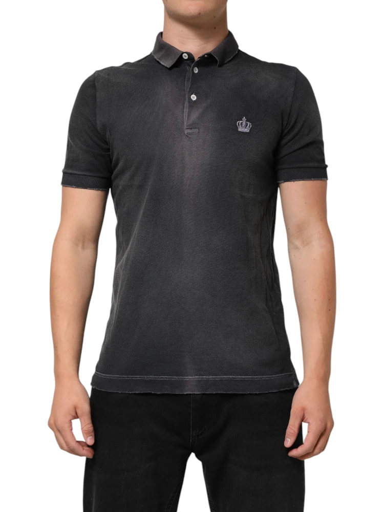 Gray Cotton Crown Collared Men Polo T-shirt alternative