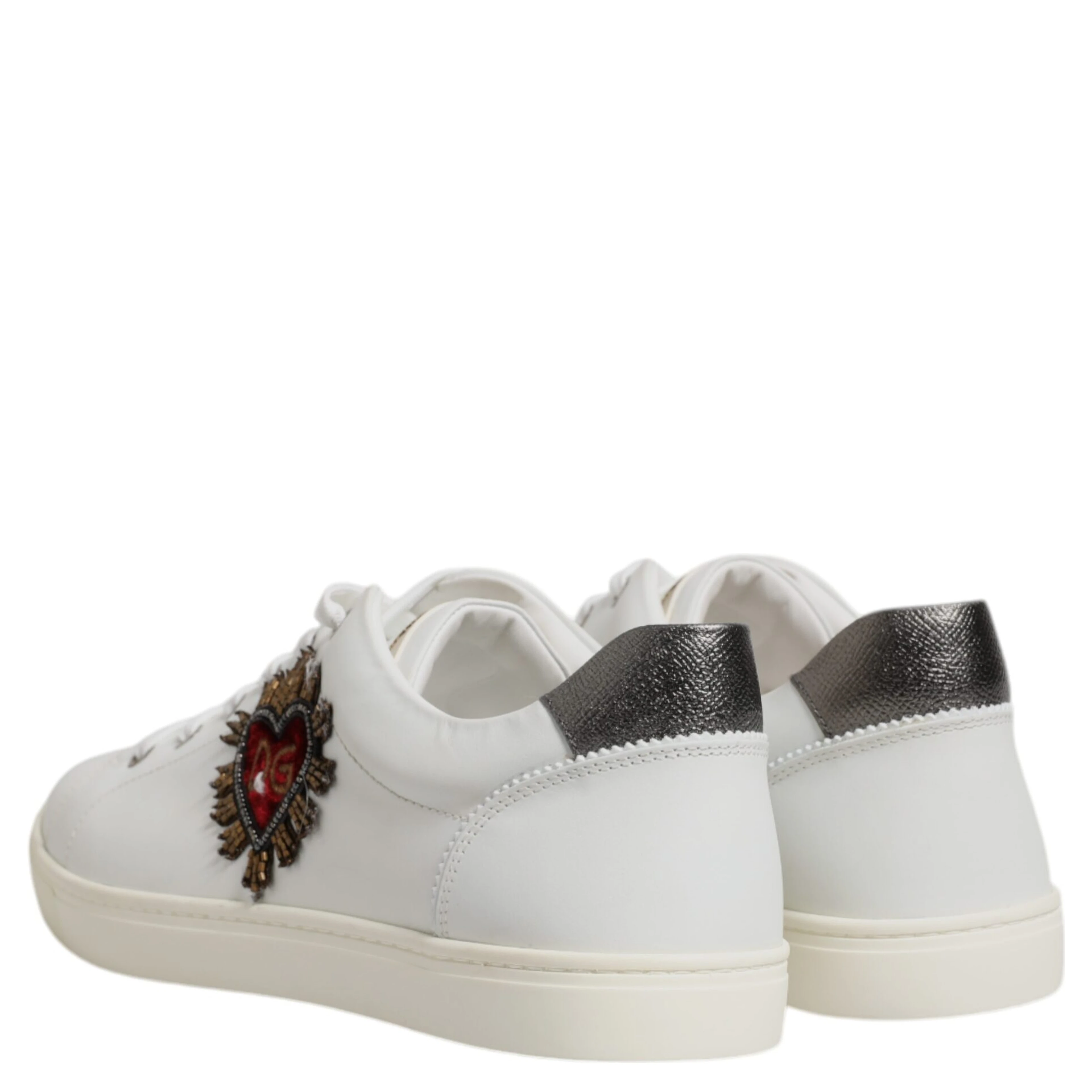 White Silver Sacred Heart Men Sneakers Shoes