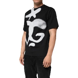 Black Cotton DG Logo Graffiti Short Sleeve T-shirt