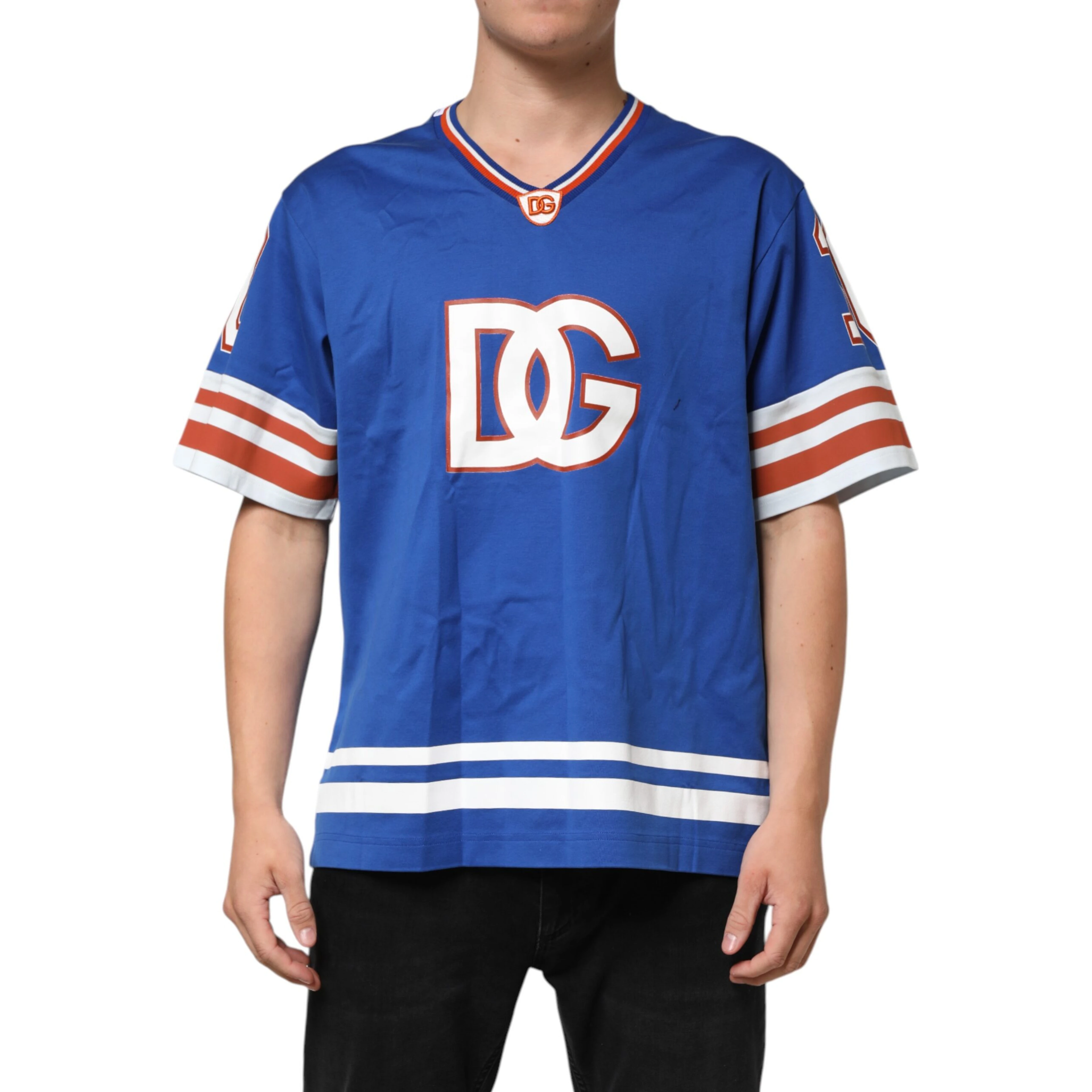 Blue Cotton DG Logo Mesh Jersey T-shirt
