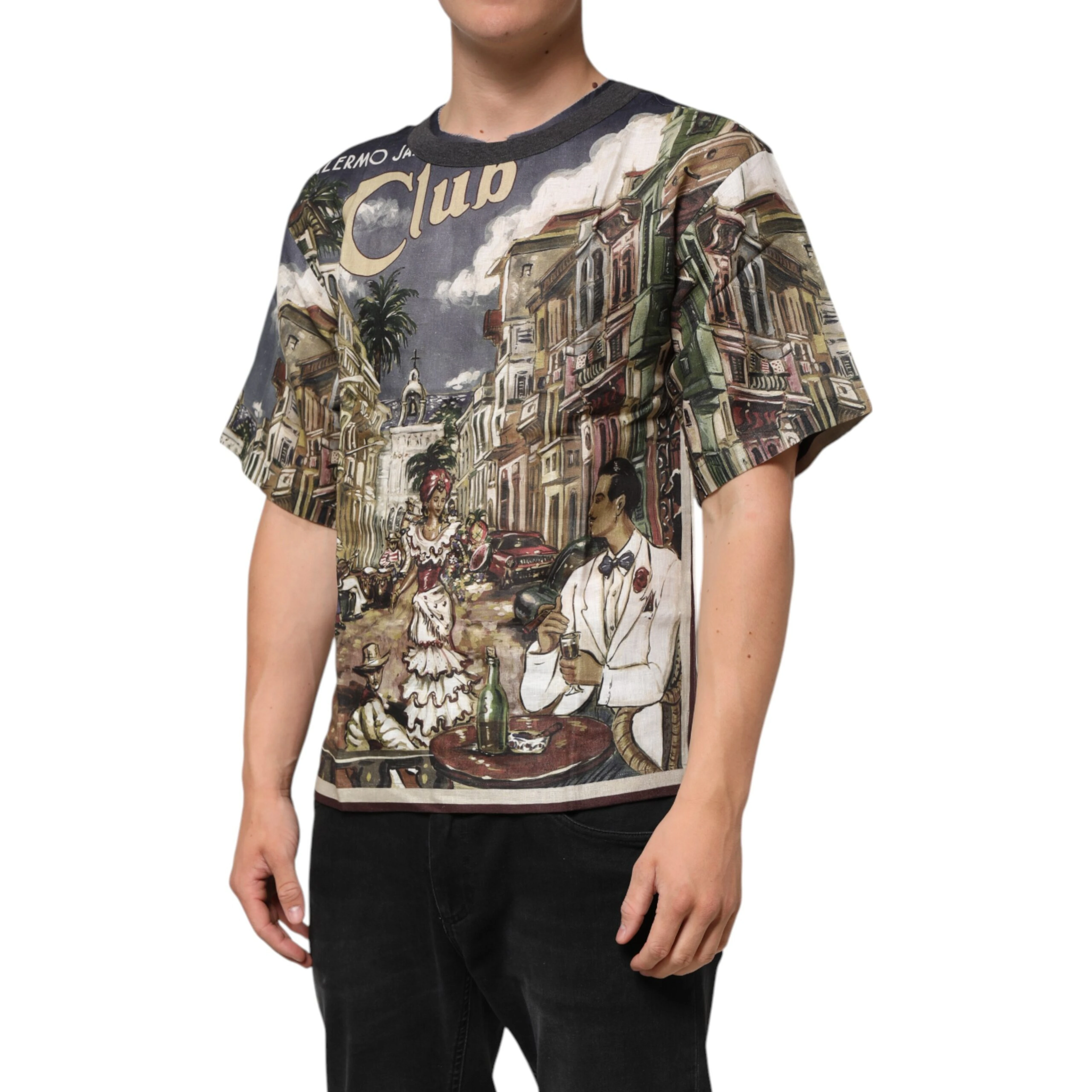 Palermo Jazz Club Linen Crew Neck Men T-shirt