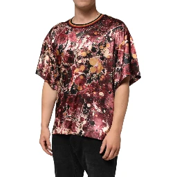 Multicolor Polyester Marble Print Oversize T-shirt