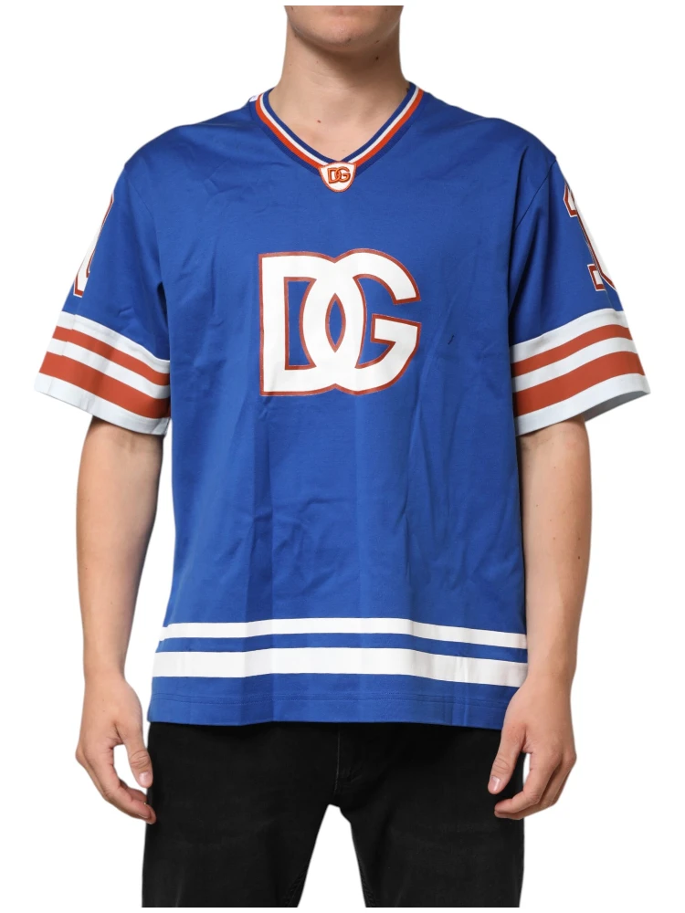 Blue Cotton DG Logo Mesh Jersey T-shirt