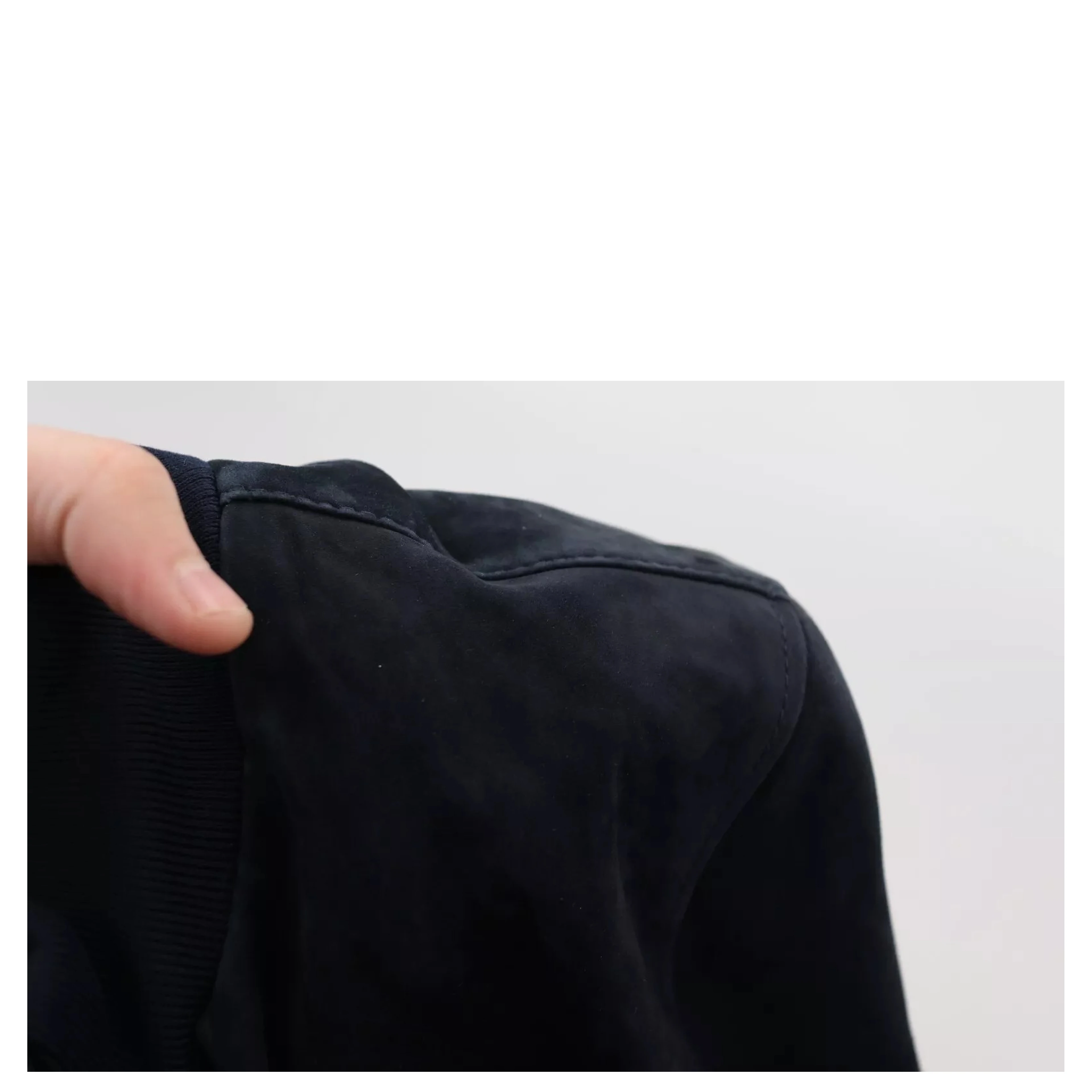 Dark Blue Suede Lambskin Blouson Jacket