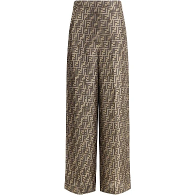Brown Silk Casual Pants