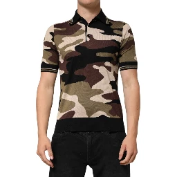 Camouflage Brown Silk MilitaryPolo T-shirt