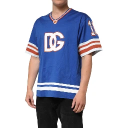 Blue Cotton DG Logo Mesh Jersey T-shirt