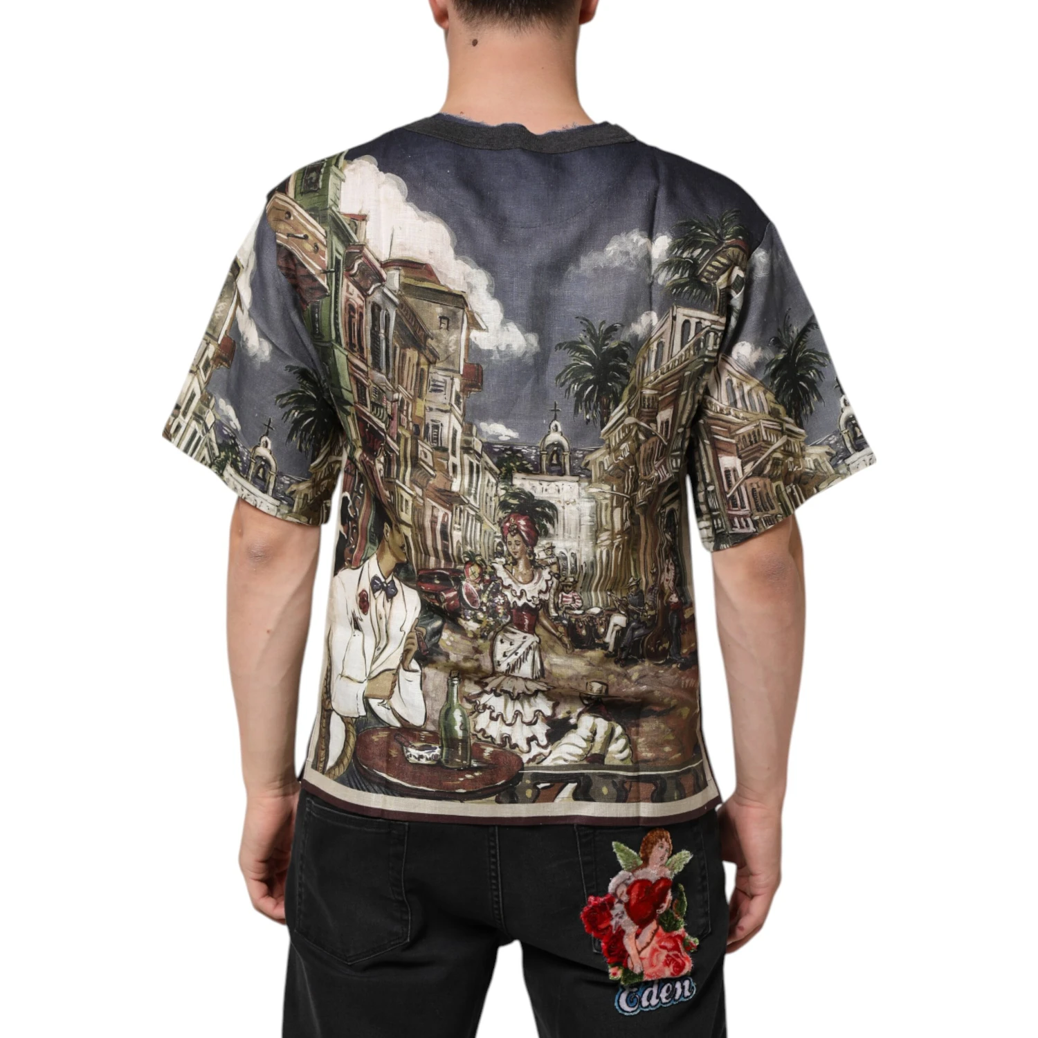Palermo Jazz Club Linen Crew Neck Men T-shirt