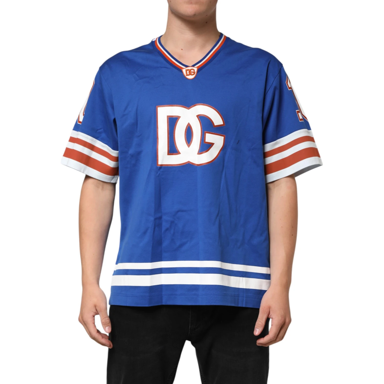 Blue Cotton DG Logo Mesh Jersey T-shirt