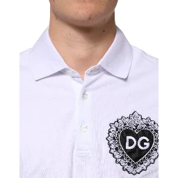 White Cotton DG Heart Logo Embroider T-shirt