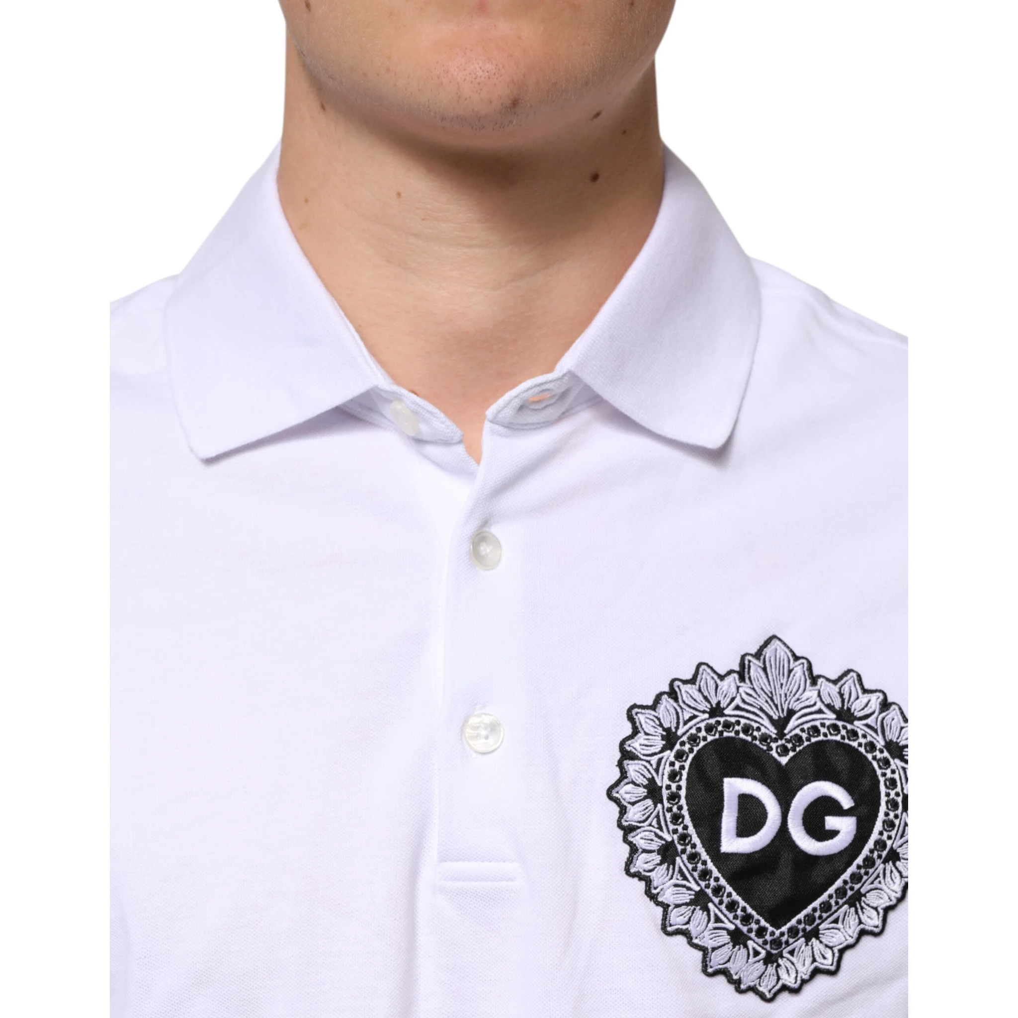 White Cotton DG Heart Logo Embroider T-shirt