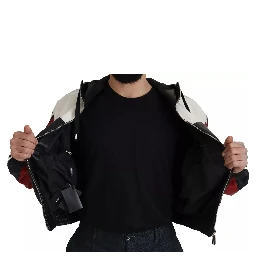 Black Leather Hooded Blouson Jacket
