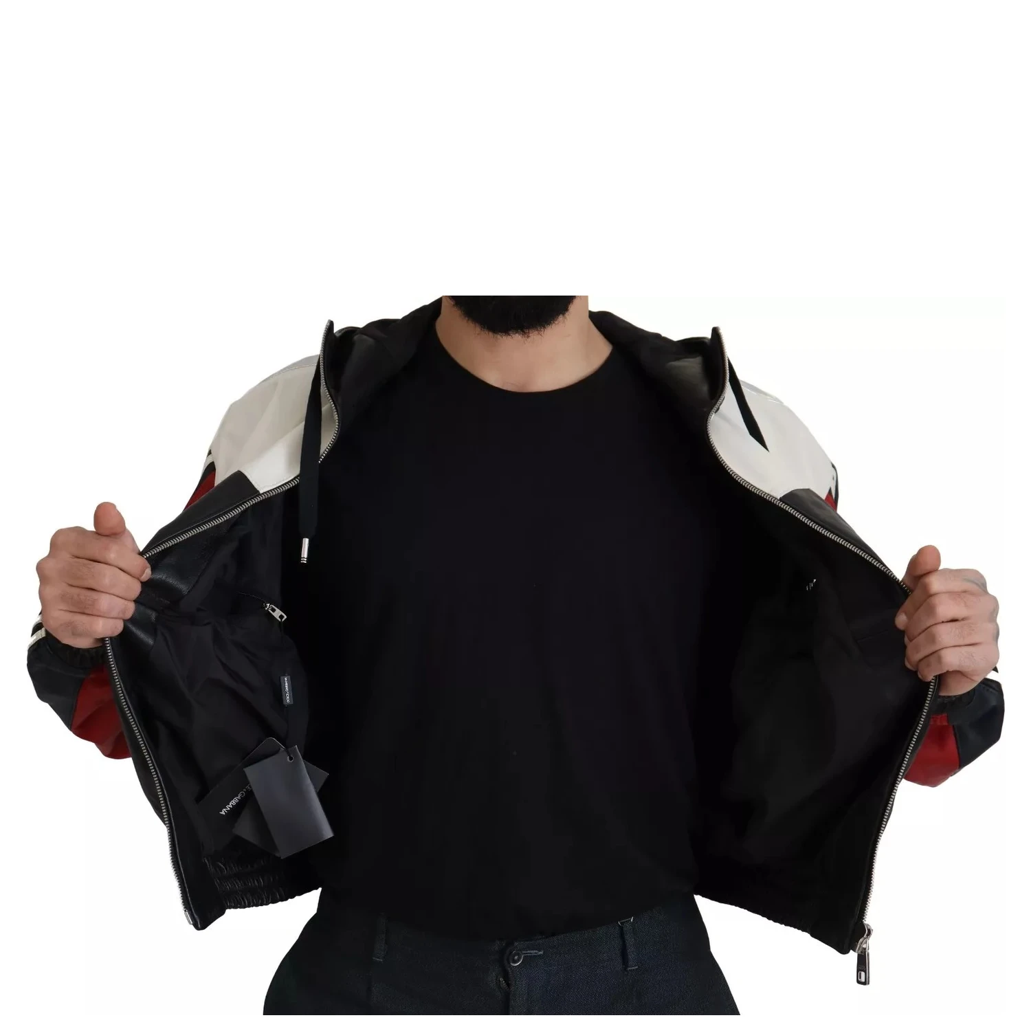 Black Leather Hooded Blouson Jacket