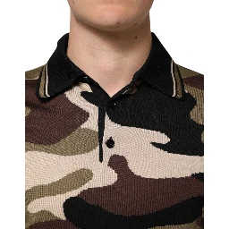 Camouflage Brown Silk Military Polo T-shirt