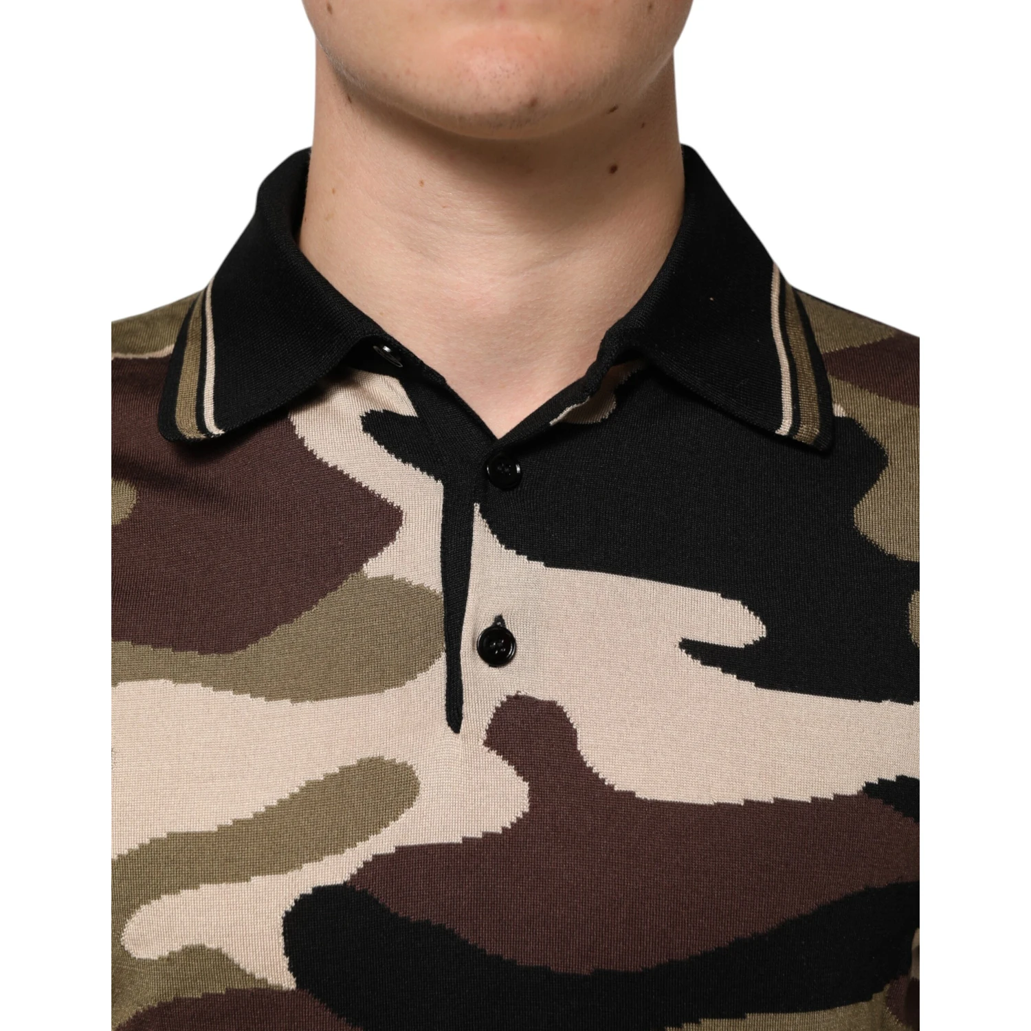 Camouflage Brown Silk Military Polo T-shirt