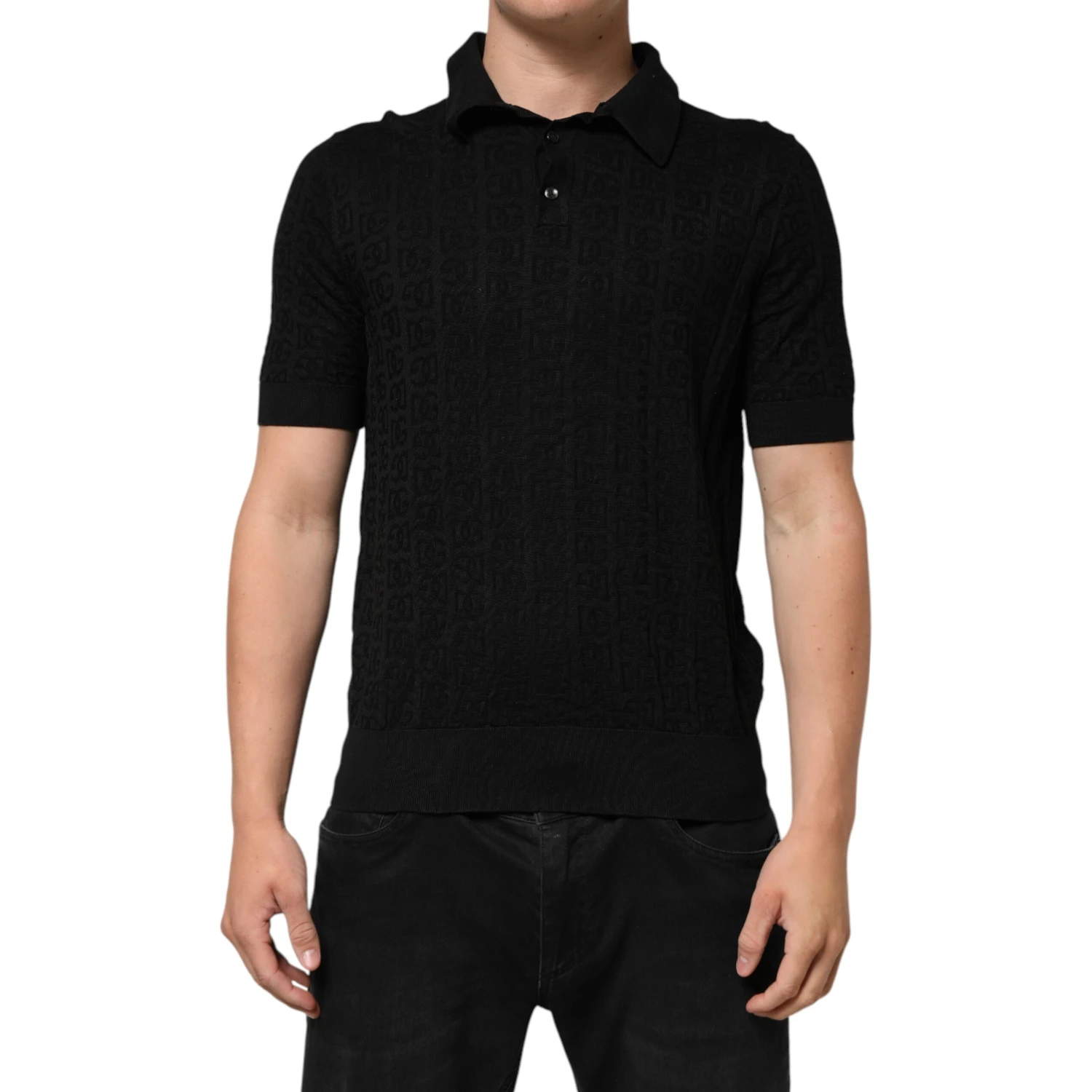 Black Silk Jacquard DG Polo Shirt T-shirt