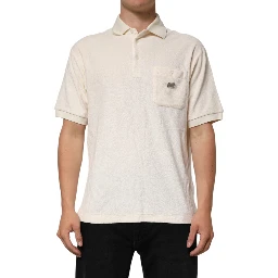 Ivory Cotton Terry Logo Pocket Polo T-shirt