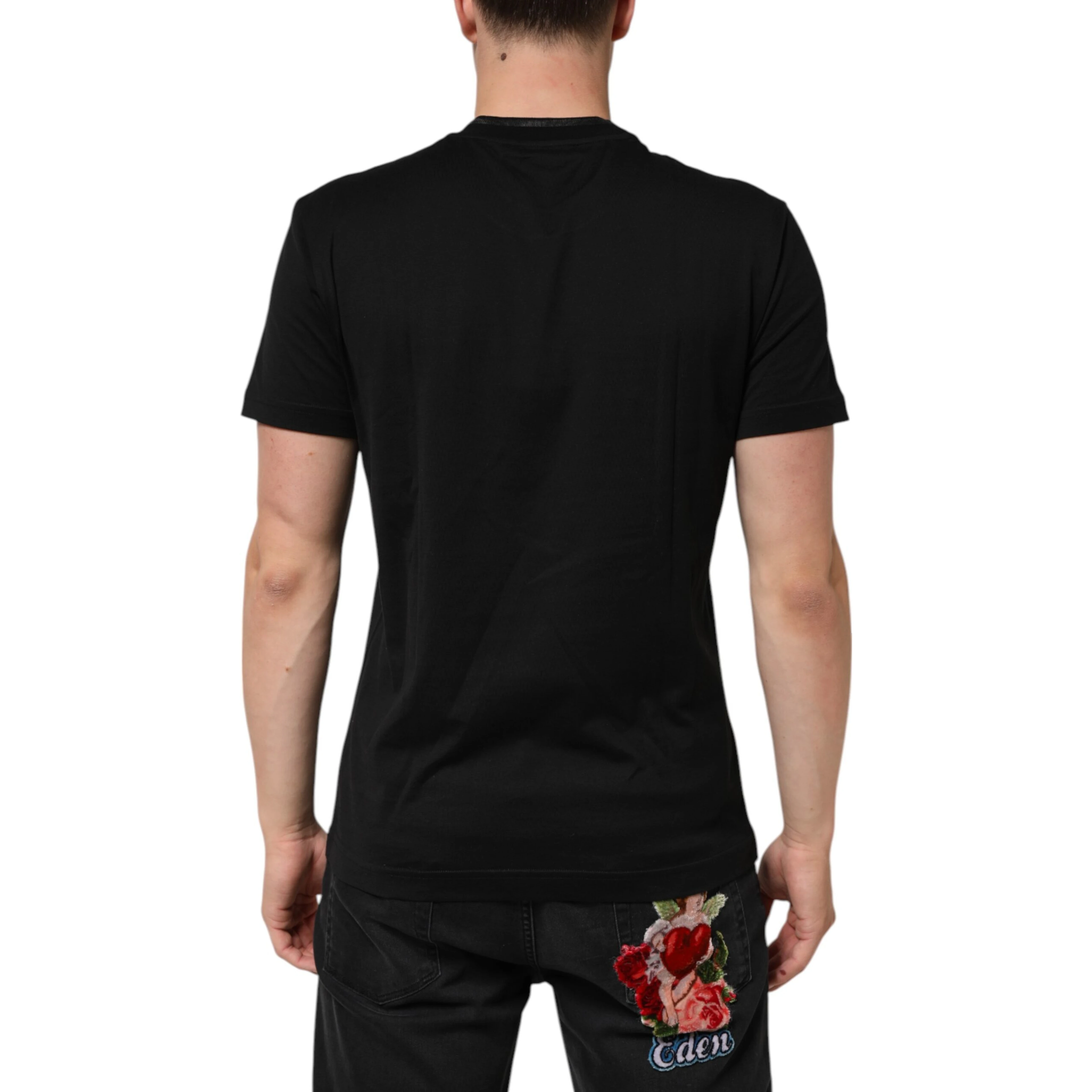 Black Cotton Embroidered DG Logo Pocket T-shirt