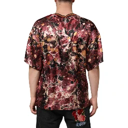 Multicolor Polyester Marble Print Oversize T-shirt