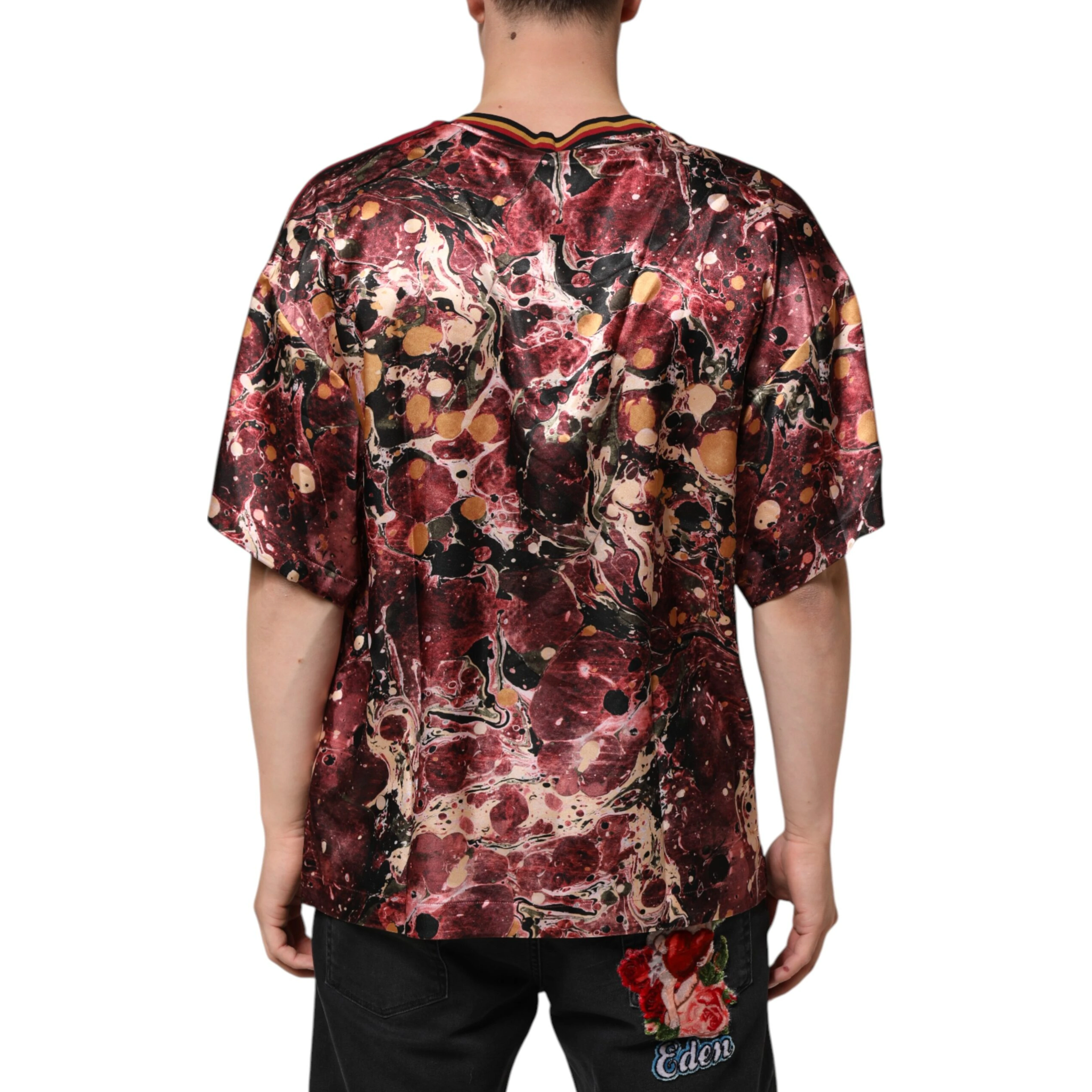 Multicolor Polyester Marble Print Oversize T-shirt