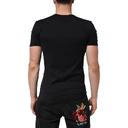Black Cotton Plain V-Neck Men Shirt T-shirt