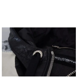 Black Leather Hooded Blouson Jacket
