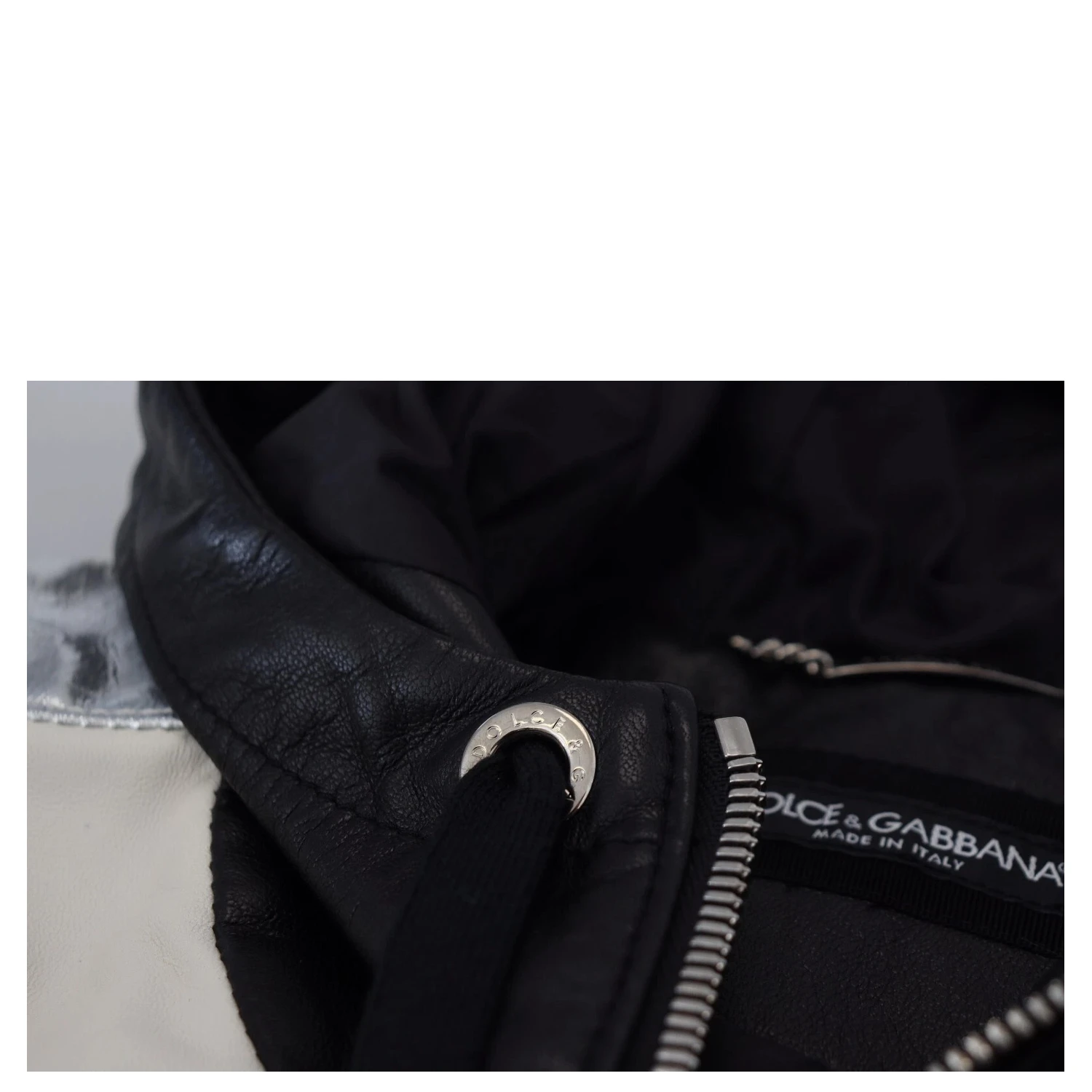 Black Leather Hooded Blouson Jacket