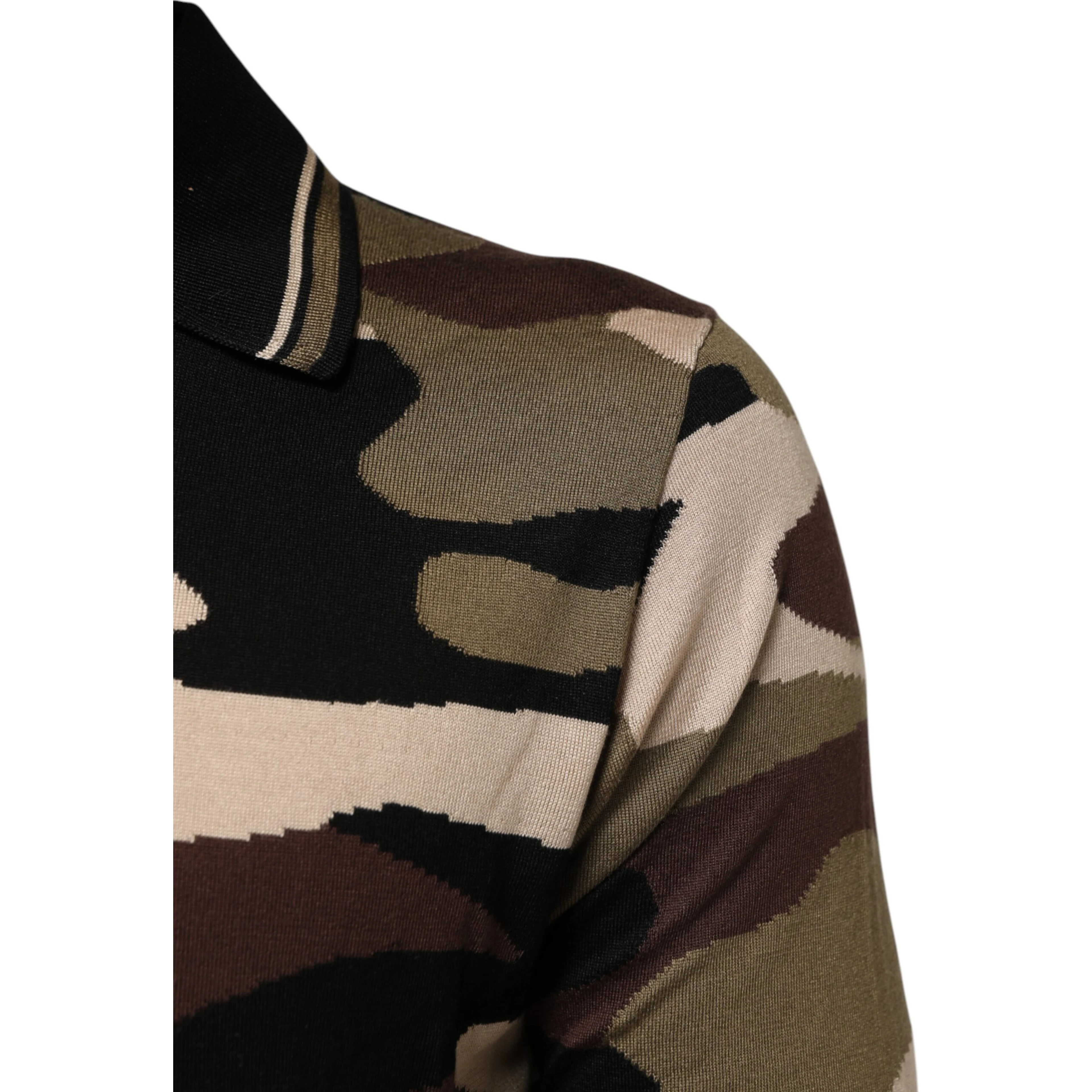 Camouflage Brown Silk Military Polo T-shirt