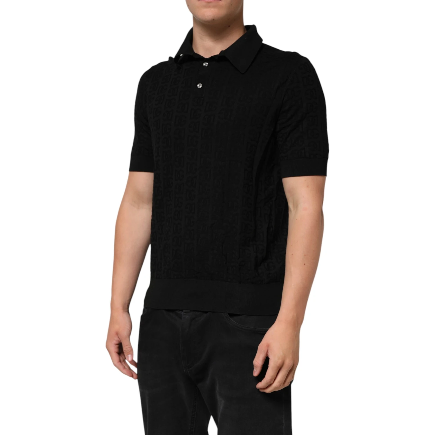 Black Silk Jacquard DG Polo Shirt T-shirt