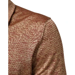 Brown Silk Textured Short Sleeve Polo T-shirt