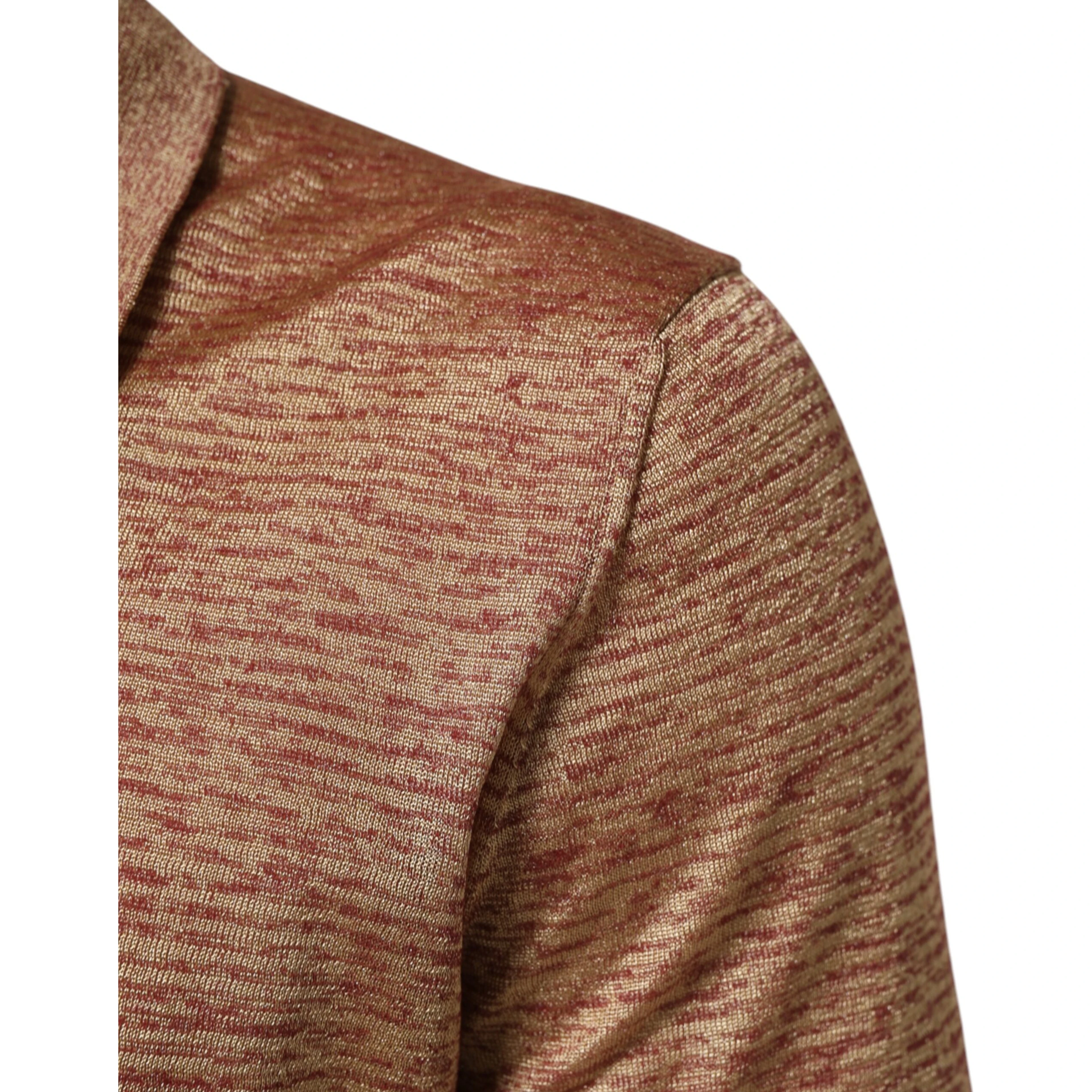 Brown Silk Textured Short Sleeve Polo T-shirt