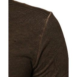 Dark Brown Cotton Tattered Logo Men T-shirt