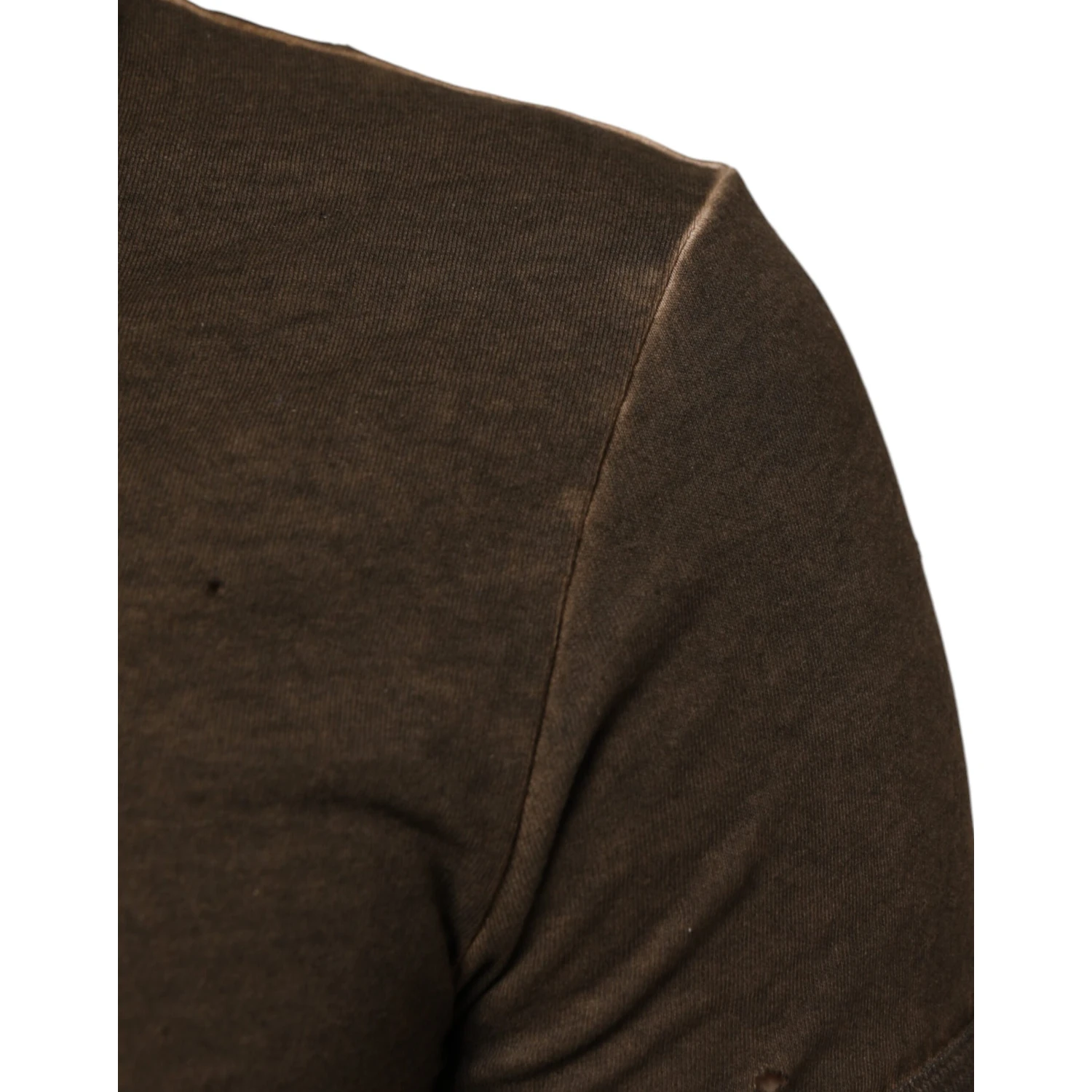Dark Brown Cotton Tattered Logo Men T-shirt