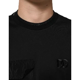 Black Cotton Embroidered DG Logo Pocket T-shirt
