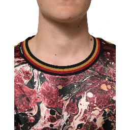 Multicolor Polyester Marble Print Oversize T-shirt