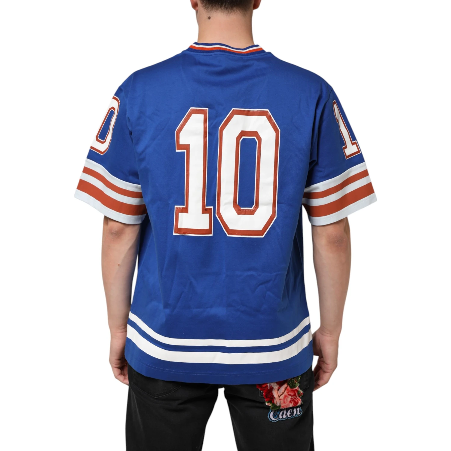 Blue Cotton DG Logo Mesh Jersey T-shirt