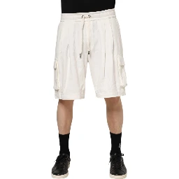 White Cotton Cargo Bermuda Sweatshorts Shorts
