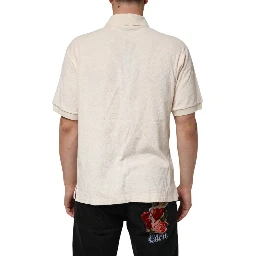 Ivory Cotton Terry Logo Pocket Polo T-shirt