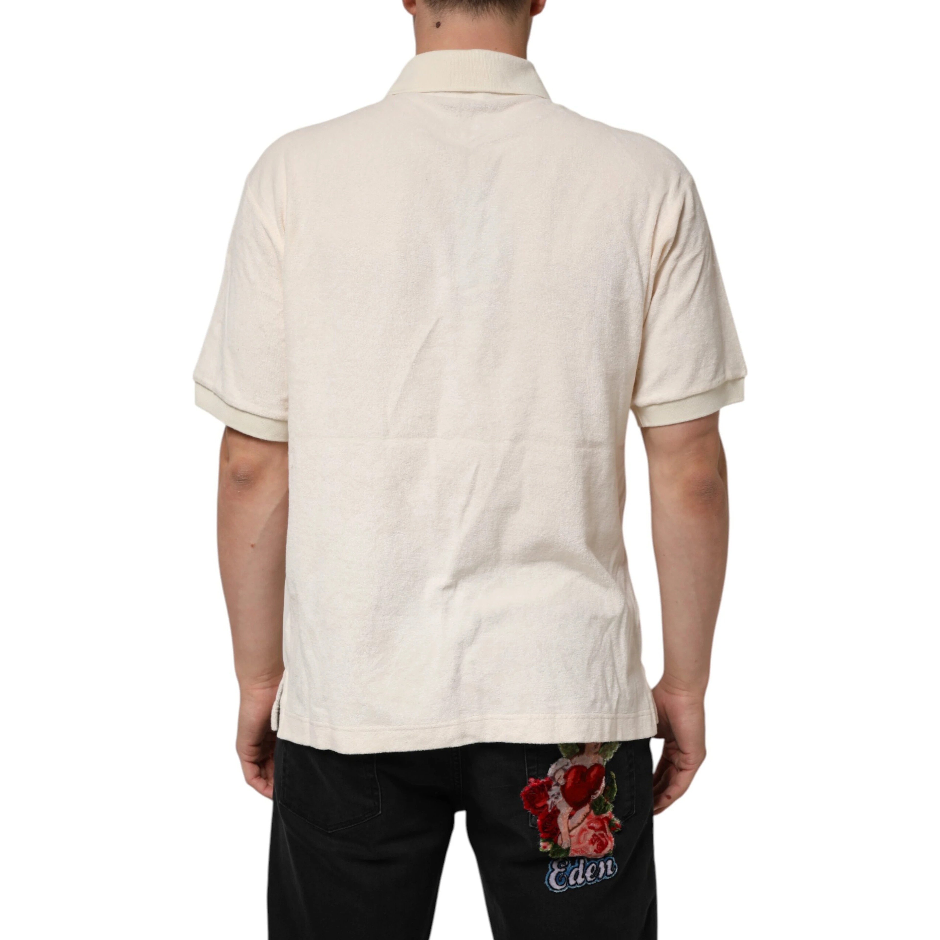 Ivory Cotton Terry Logo Pocket Polo T-shirt