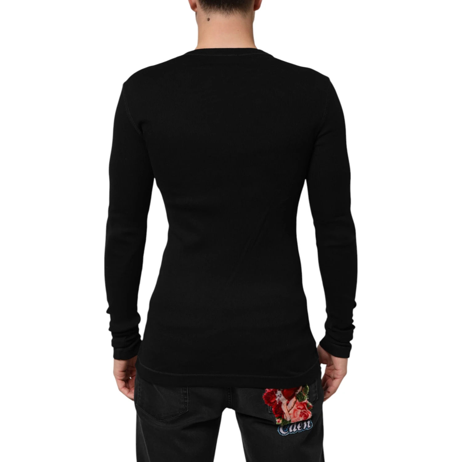 Black Cotton Button Up Men Cardigan Sweater