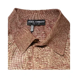 Brown Silk Textured Short Sleeve Polo T-shirt