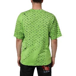 Green V-Neck DG Logo Heart Print T-shirt