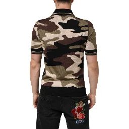 Camouflage Brown Silk MilitaryPolo T-shirt