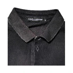 Gray Cotton Crown Collared Men Polo T-shirt