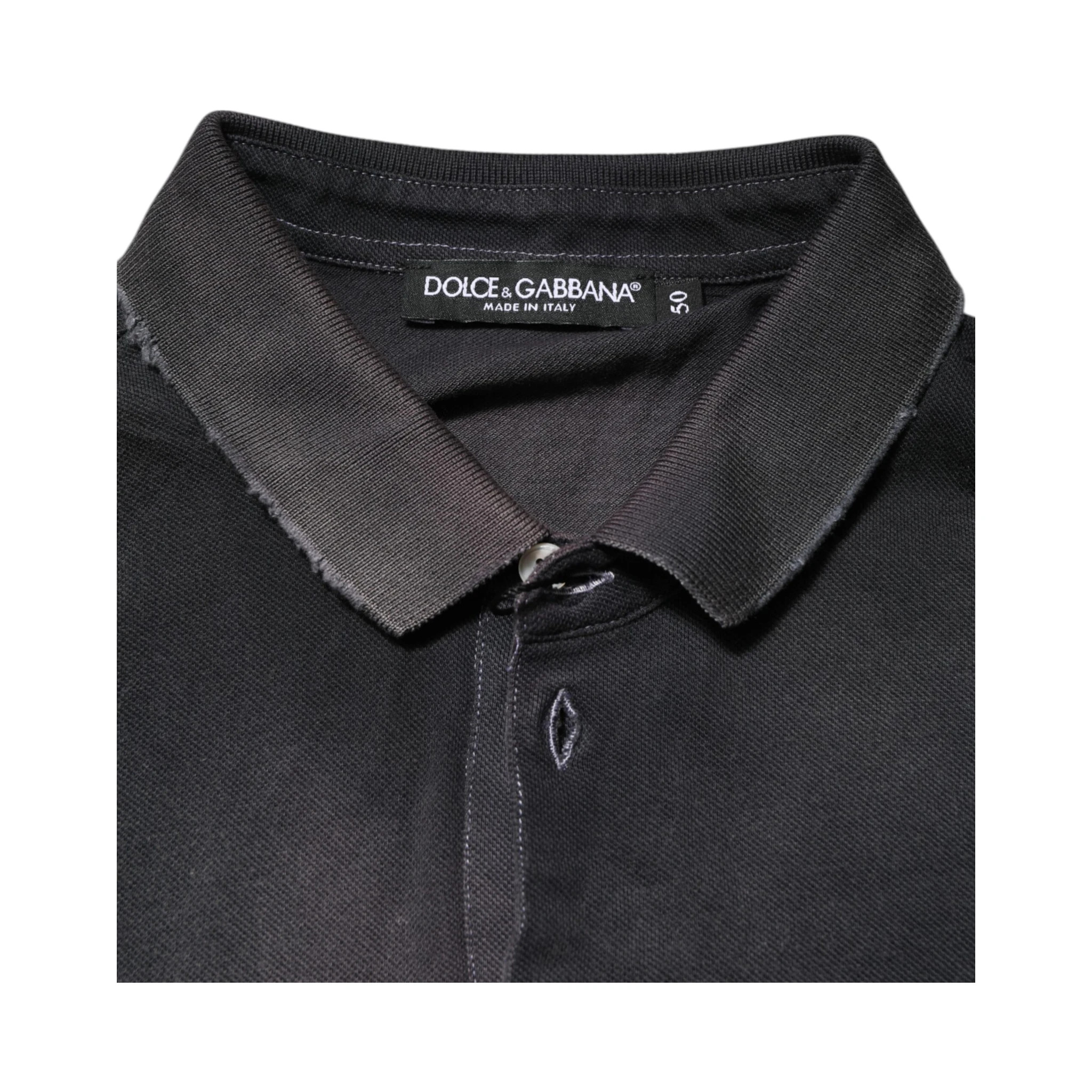 Gray Cotton Crown Collared Men Polo T-shirt