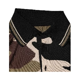 Camouflage Brown Silk Military Polo T-shirt