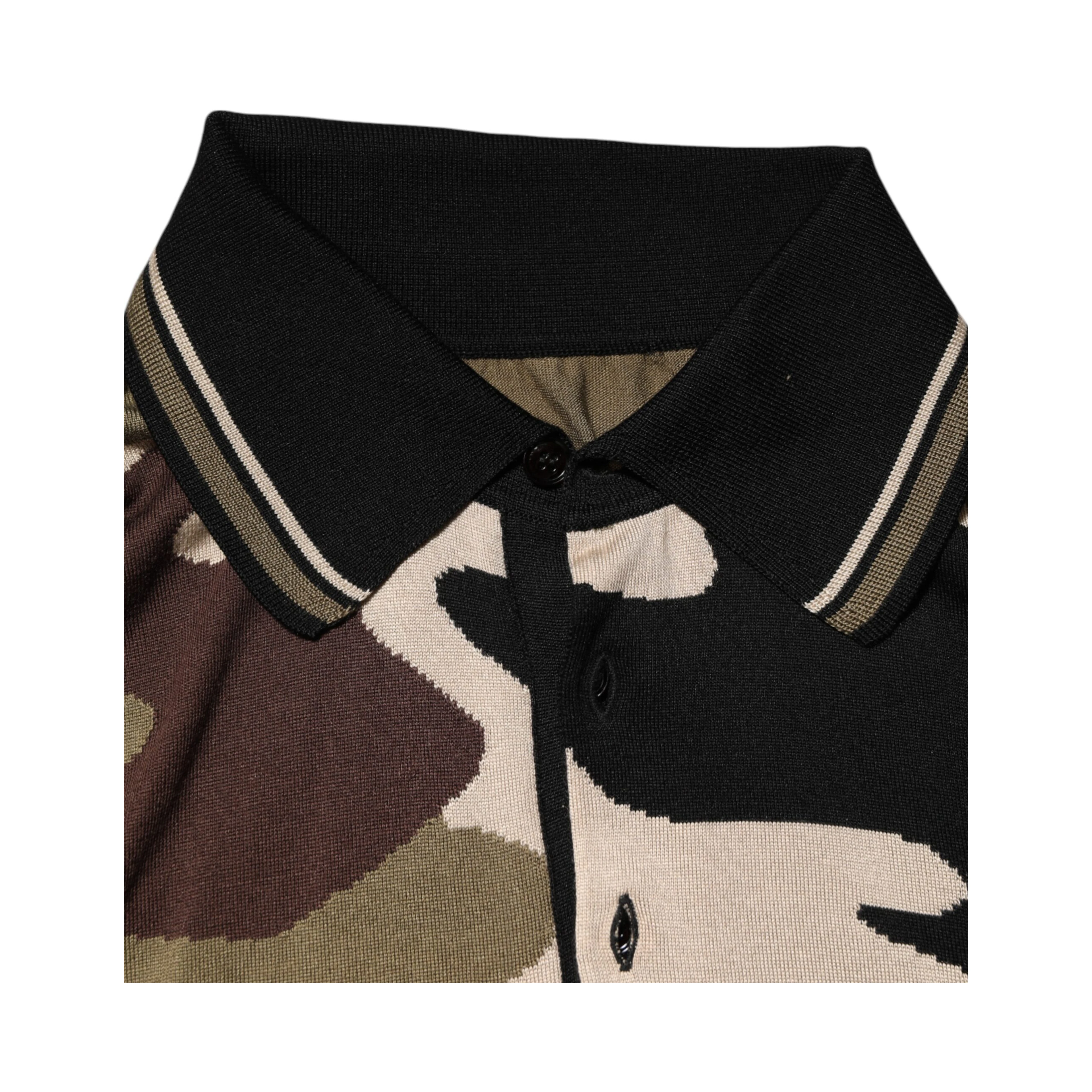 Camouflage Brown Silk Military Polo T-shirt