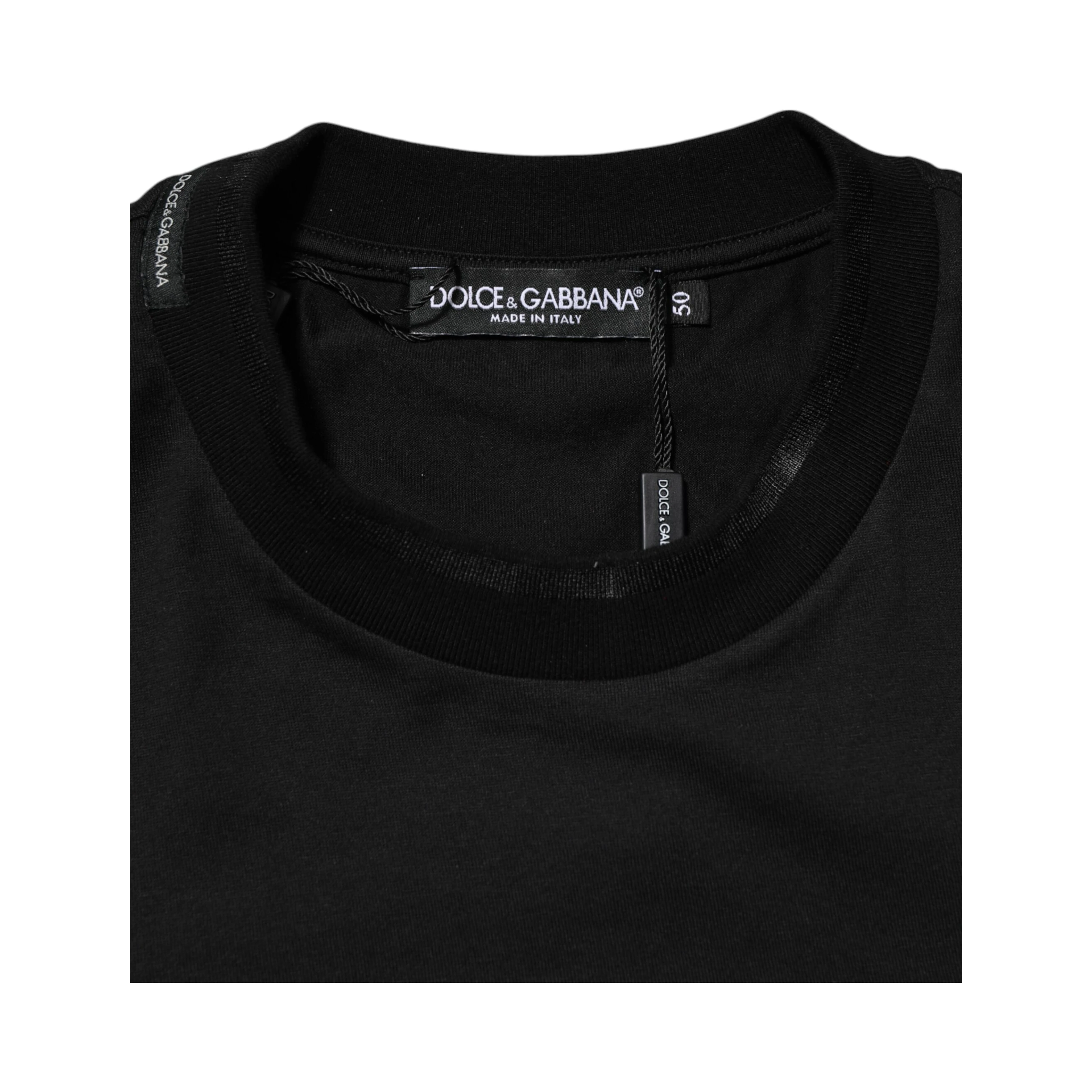 Black Cotton Embroidered DG Logo Pocket T-shirt