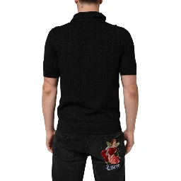 Black Silk Jacquard DG Polo Shirt T-shirt