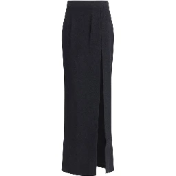 Black Fleece Wool Long Skirt